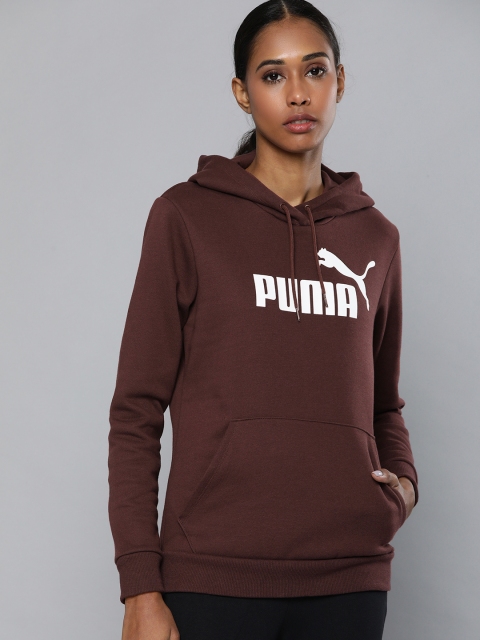 

Puma Women Maroon Printed Essentials Logo Full-Zip Hooded Sweatshirt