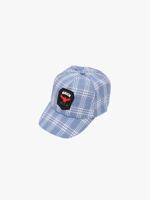 

POKORY Kids Blue & White Checked Printed Snapback Cap