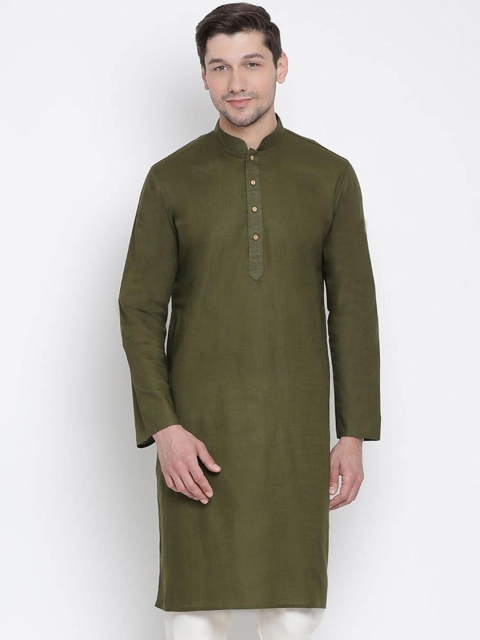 

VASTRAMAY Men Olive Green Kurta