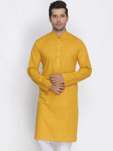 

VASTRAMAY Men Mustard Yellow Kurta
