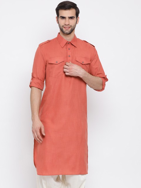 

VASTRAMAY Men Coral Pathani Kurta