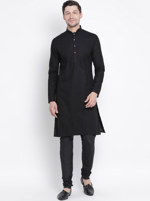 

VASTRAMAY Men Black Kurta with Churidar