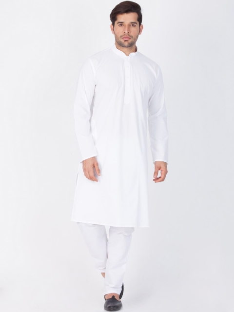 

VASTRAMAY Men White Solid Regular Kurta with Pyjamas