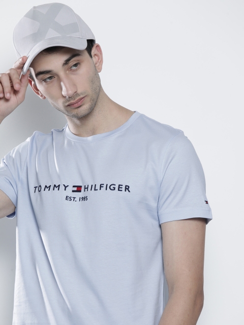 

Tommy Hilfiger Men Light Blue Brand Logo Printed Cotton Casual T-shirt