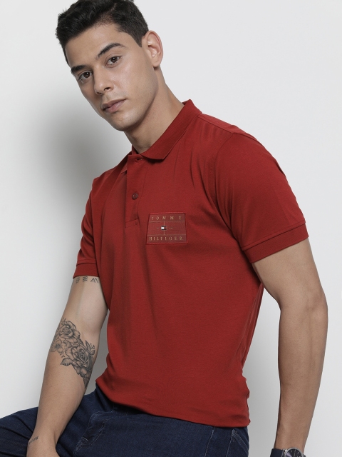 

Tommy Hilfiger Men Red Polo Collar Pure Cotton T-shirt