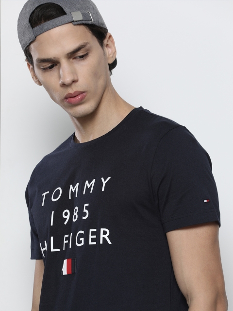

Tommy Hilfiger Men Navy Blue Brand Logo Printed Organic Cotton T-shirt