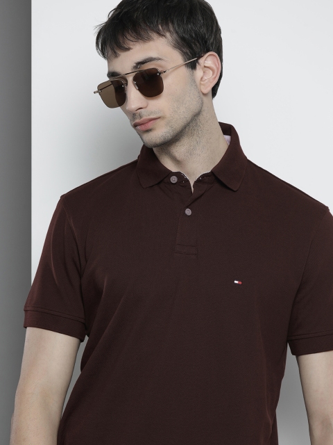

Tommy Hilfiger Men Brown Polo Collar Organic Cotton T-shirt