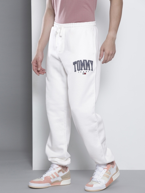 

Tommy Hilfiger Men White Embroidered Straight Fit Joggers Trousers