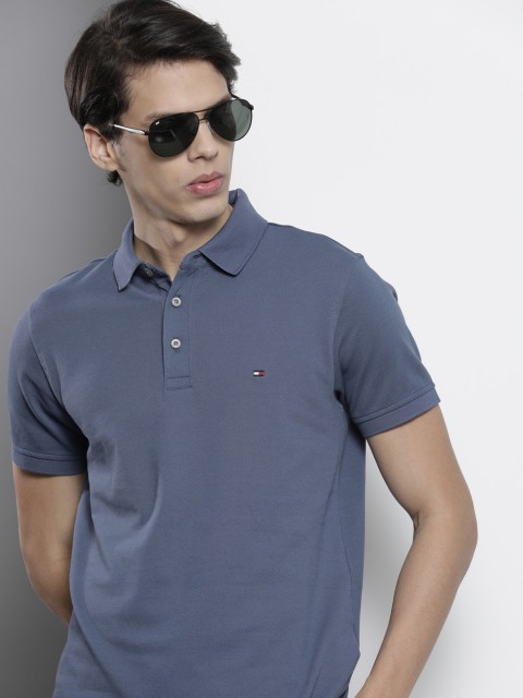 

Tommy Hilfiger Men Blue Polo Collar Slim Fit Organic Cotton T-shirt