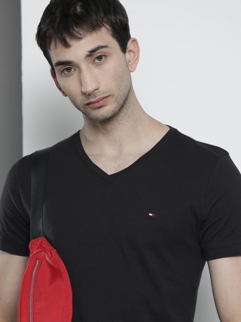 

Tommy Hilfiger Men Black V-Neck Organic Cotton T-shirt