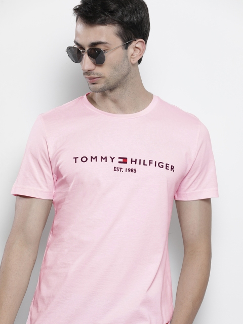 

Tommy Hilfiger Men Pink Brand Logo Pure Cotton T-shirt