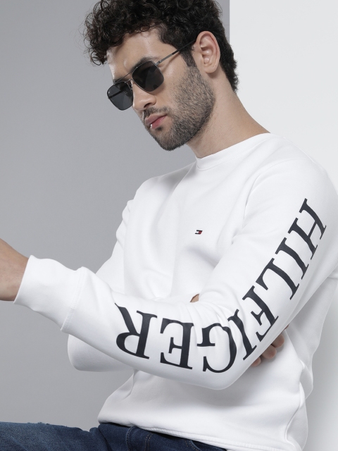 

Tommy Hilfiger Men White & Navy Blue Printed Sweatshirt