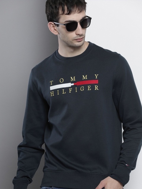 

Tommy Hilfiger Men Navy Blue Embroidered Sweatshirt