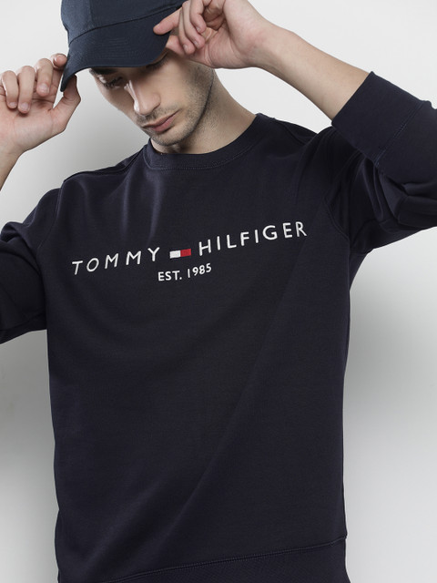 

Tommy Hilfiger Men Navy Blue Brand Logo Embroidered Sweatshirt