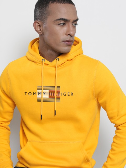 

Tommy Hilfiger Men Yellow Printed Hooded Sweatshirt