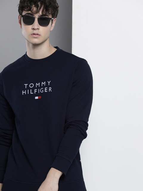 

Tommy Hilfiger Men Navy Blue Embroidered Sweatshirt