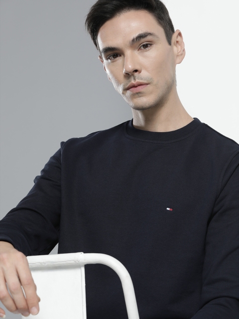 

Tommy Hilfiger Men Navy Blue Solid Pure Cotton Sweatshirt