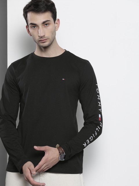 

Tommy Hilfiger Men Black Organic Cotton Printed Sleeve Organic Cotton T-shirt