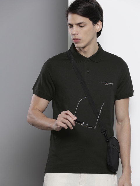 

Tommy Hilfiger Men Black Polo Collar Pure Cotton T-shirt