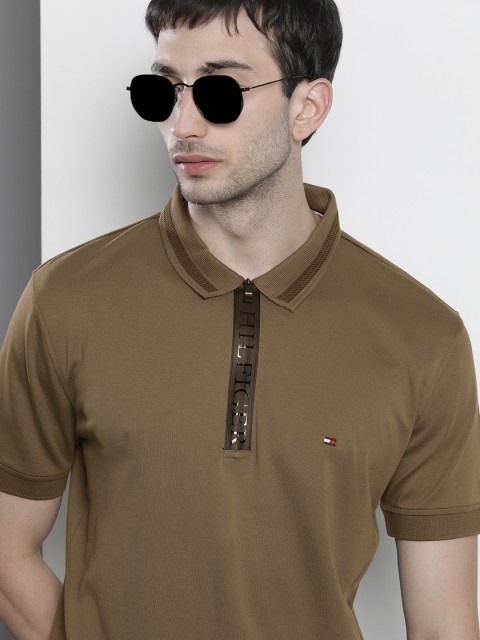 

Tommy Hilfiger Men Brown Polo Collar Pure Cotton T-shirt