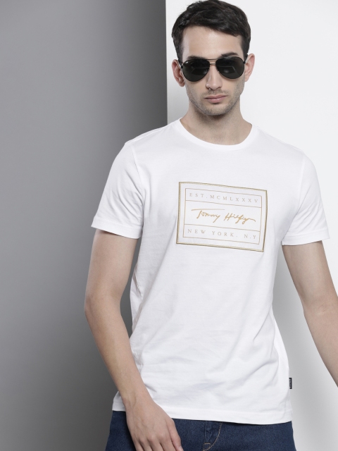 

Tommy Hilfiger Men White Printed Organic Cotton T-shirt