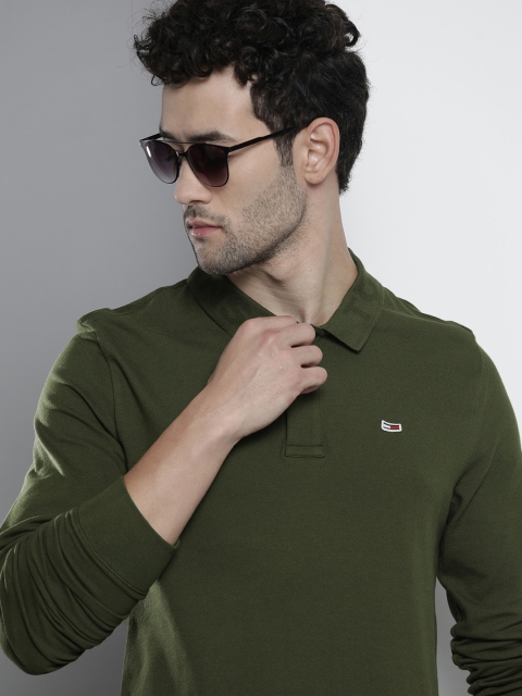 

Tommy Hilfiger Men Olive Green Polo Collar T-shirt