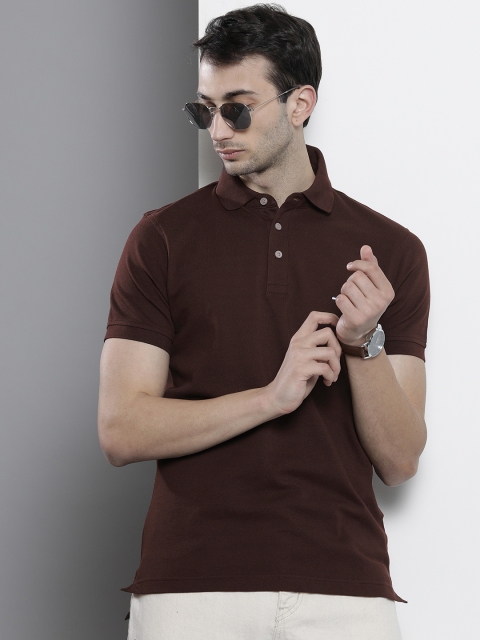 

Tommy Hilfiger Men Solid Brown Brand Logo Polo Collar Organic Cotton T-shirt