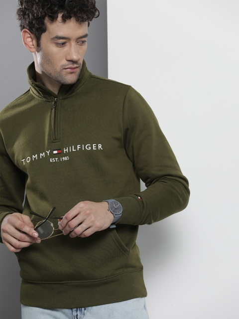 

Tommy Hilfiger Men Olive Green Embroidered Sweatshirt