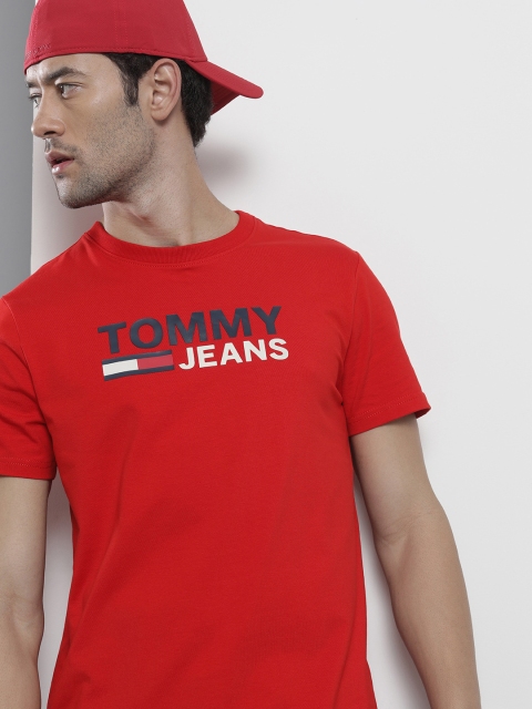 

Tommy Hilfiger Men Red Brand Logo Printed T-shirt
