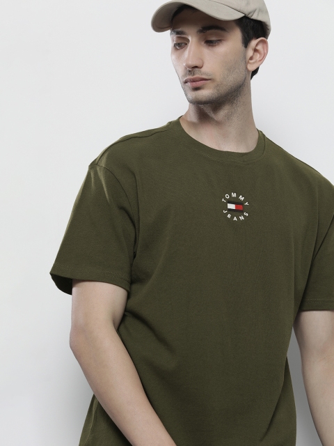 

Tommy Hilfiger Men Olive Green Embroidered T-shirt