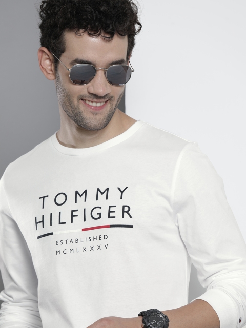 

Tommy Hilfiger Men White Printed Pure Cotton T-shirt