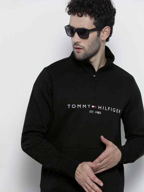 

Tommy Hilfiger Men Black Solid Brand Logo Sweatshirt