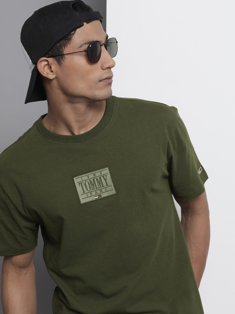 

Tommy Hilfiger Men Olive Green Embroidered T-shirt