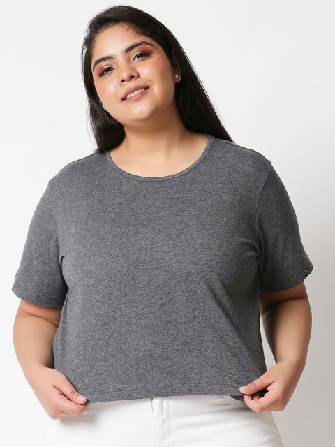 

20Dresses Women Grey Solid Crop T-shirt