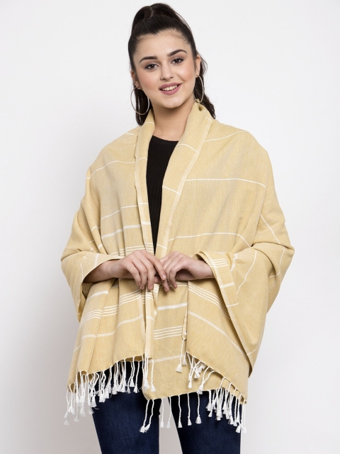

KLOTTHE Women Yellow & White Striped Stole