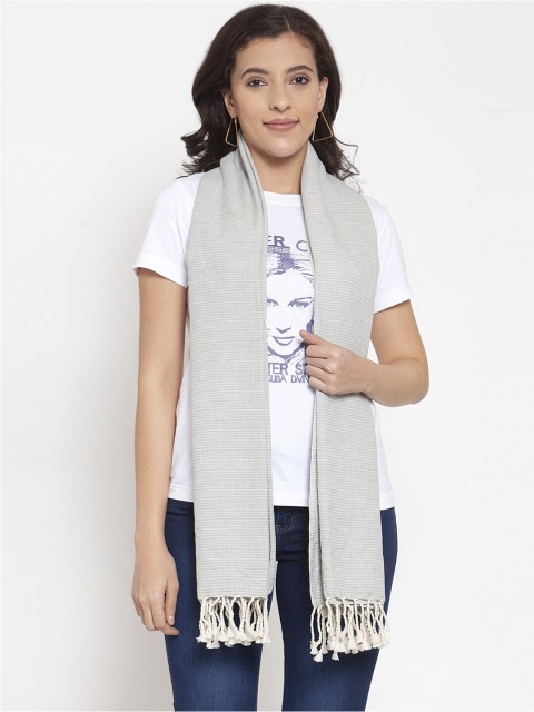 

KLOTTHE Women Grey & Beige Woven Design Stole