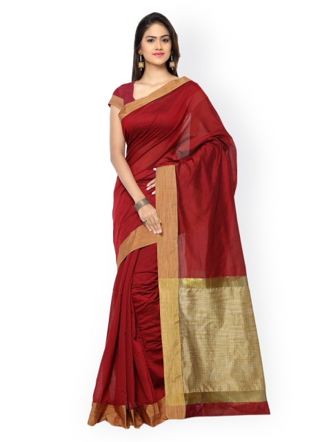 

Inddus Maroon Cotton & Art Silk Traditional Saree