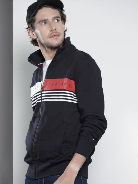 

Tommy Hilfiger Men Black Striped Printed Sweatshirt