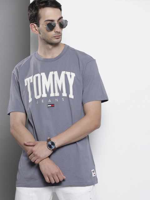 

Tommy Hilfiger Men Blue Brand Logo Embroidered Pure Cotton T-shirt