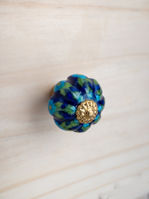 

Neerja Blue & Green Floral Jaipur Blue Pottery Handmade Cabinet Knob - Small
