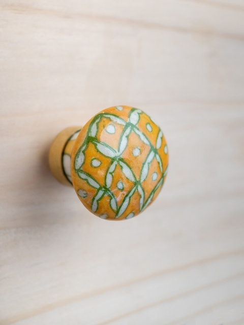 

Neerja Yellow & White Jaipur Blue Pottery Handmade Cabinet Knob - Small