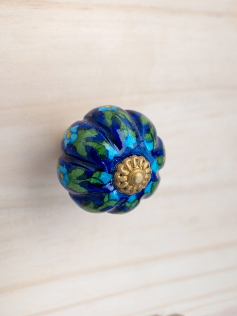 

Neerja Blue & Green Jaipur Blue Pottery Handmade Cabinet Knob - Big