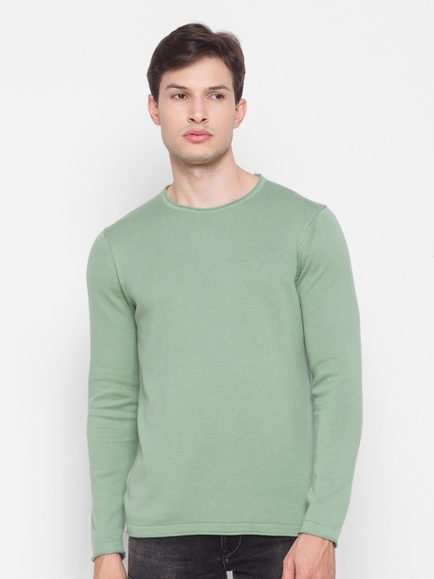 

SPYKAR Men Green Pullover Pure Cotton Sweater