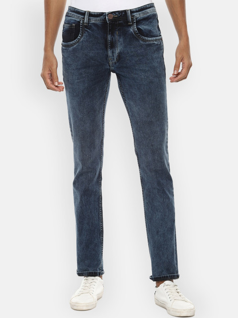 

V Dot Men Navy Blue Slim Fit Heavy Fade Jeans