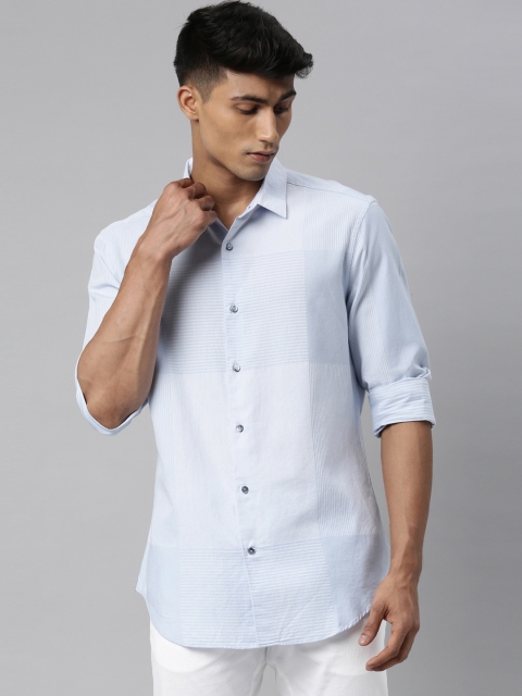 

RARE RABBIT Men Blue Slim Fit Opaque Striped Casual Shirt