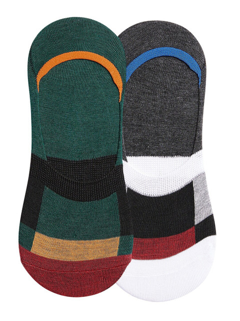 

SECRETS BY ZEROKAATA Unisex Pack Of 2 Assorted Striped Cotton Ankle Length Socks, Multi