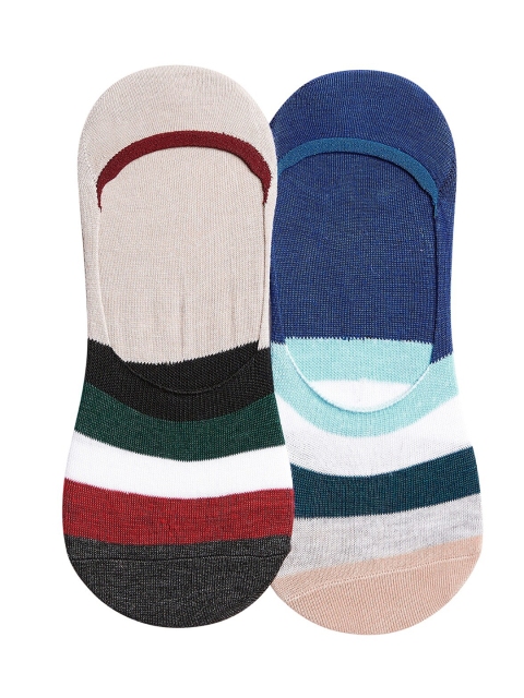 

SECRETS BY ZEROKAATA Unisex Pack Of 2 Assorted Striped Cotton Ankle Length Socks, Multi
