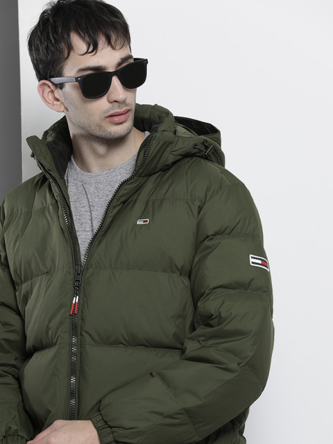 

Tommy Hilfiger Men Olive Green Detachable Hood Padded Jacket