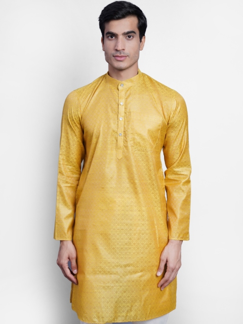 

Wintage Men Mustard Yellow Embroidered Regular Kurta with Pyjamas