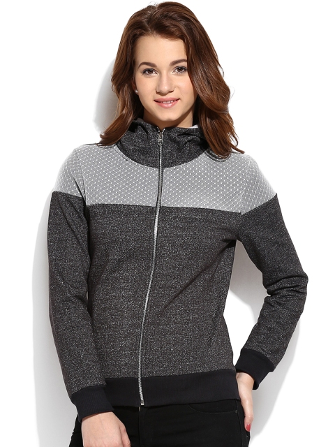 

Campus Sutra Charcoal Grey Hooded Sweatshirt